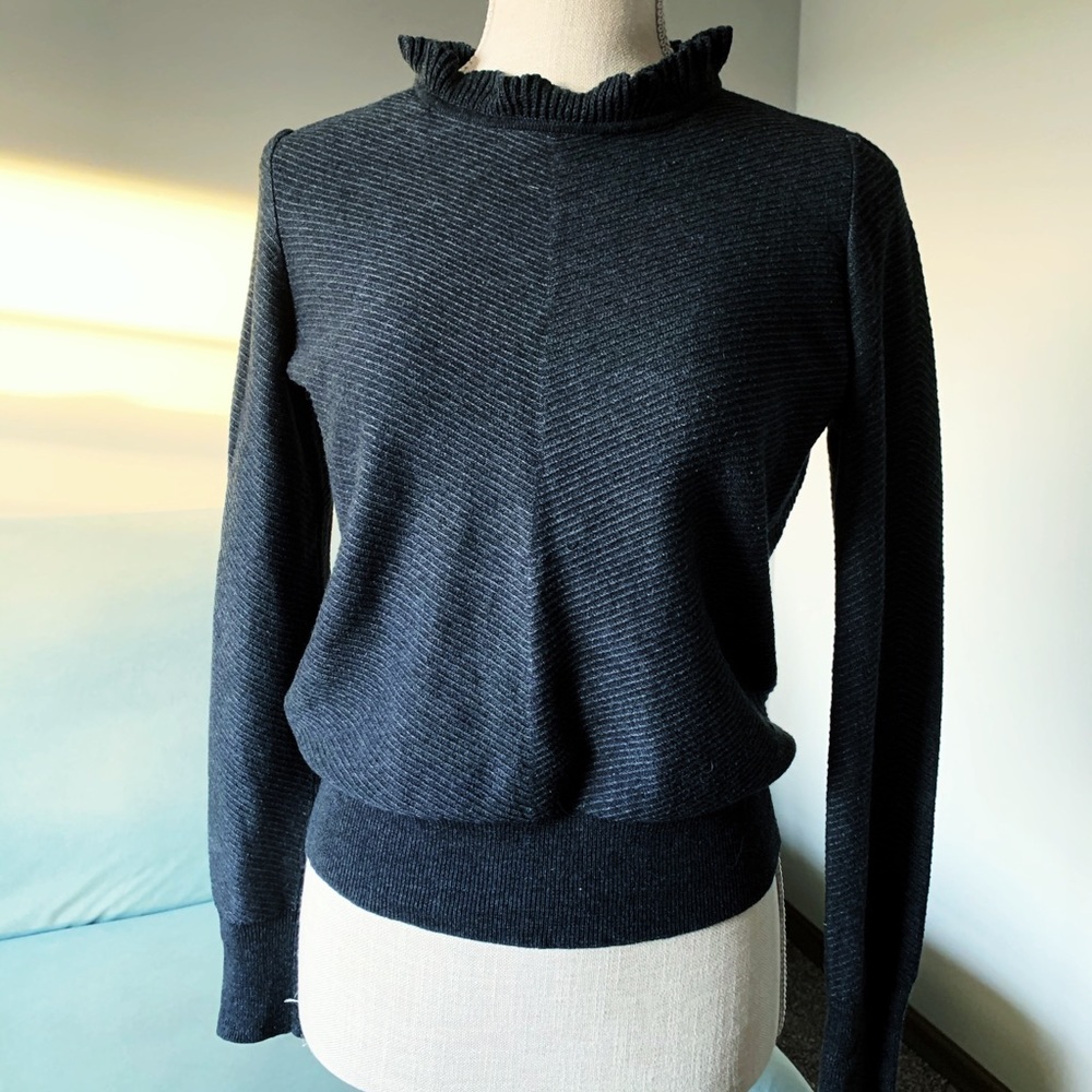 J.crew ruffle neck wool blend chevron sweater